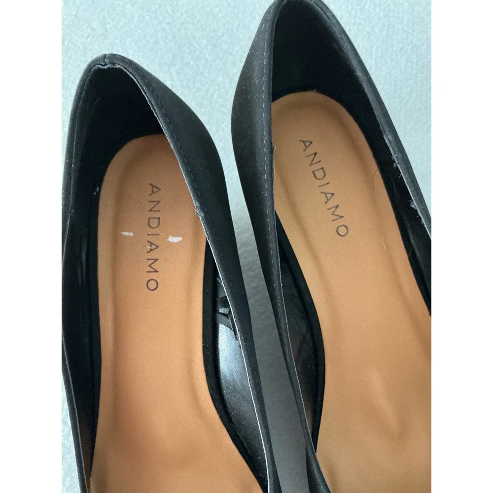 Andiamo Wedge Pumps Size 10 Black Beaded Toe Slip On Shoes
